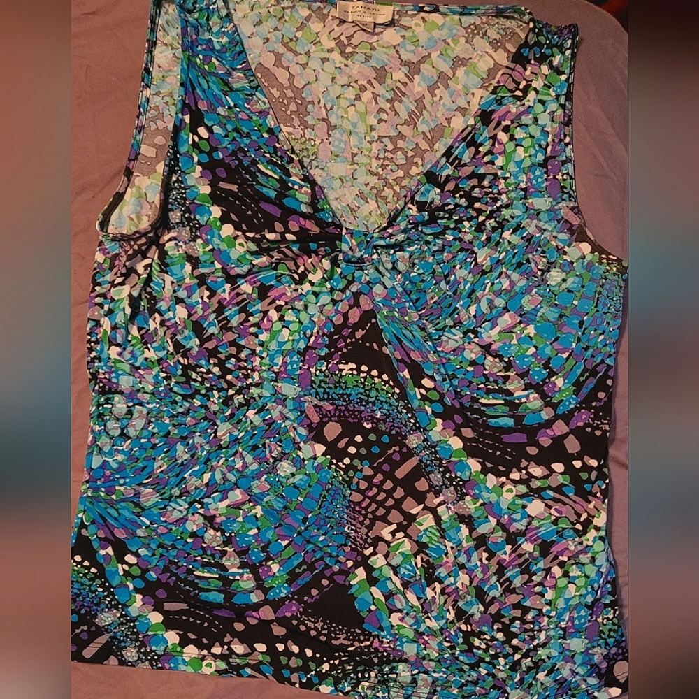 Tahari multicolor sleeveless top. Petite